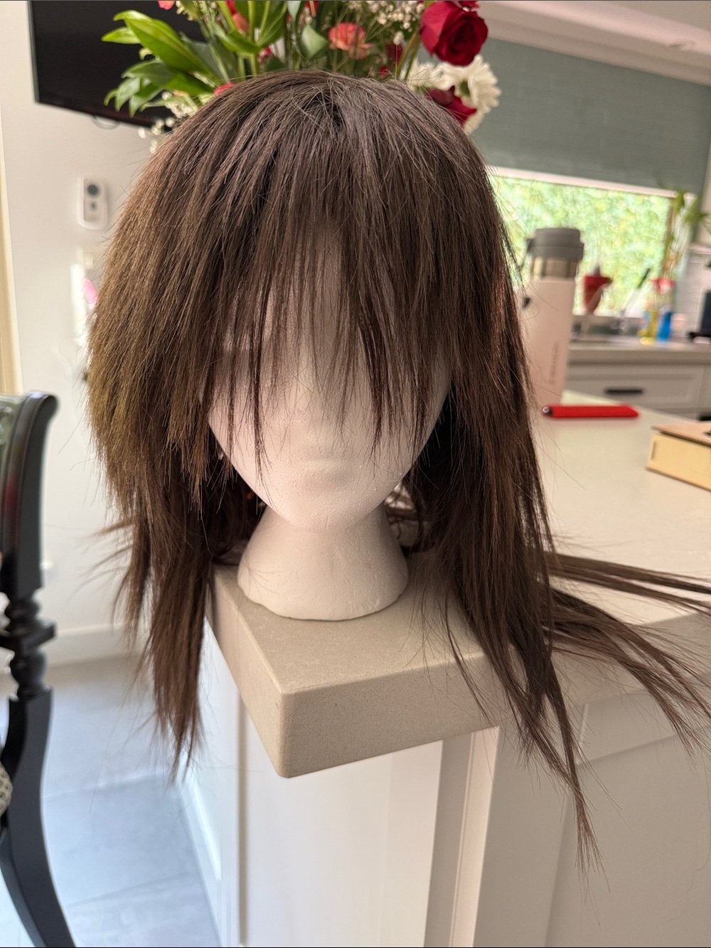 Natural Brown Tina Wig Layered Synthetic Wig with Fringe